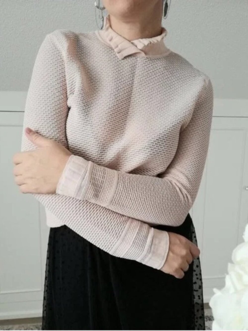 MARC CAIN pink mock neck long sleeve top XL